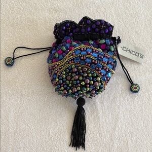 Chico's Multicolor Beaded Drawstring Bag